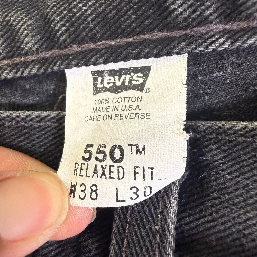 VINTAGE‎ Levi Jeans 550 38x30 Actual(36x29) Faded Black Relaxed USA 80s 90s
